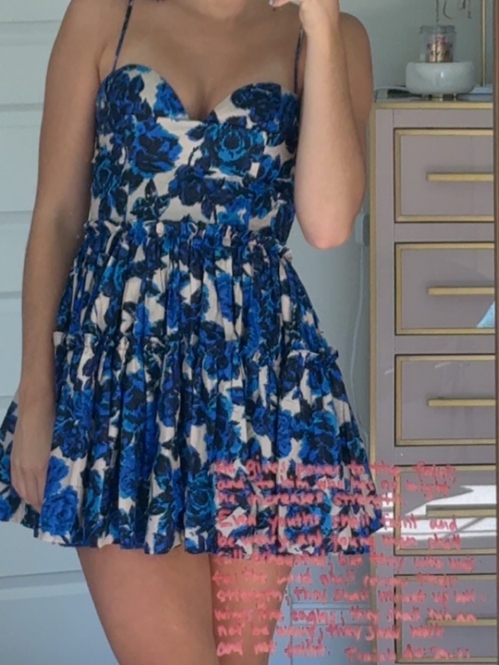 Olivaceous Blue Floral Mini Dress